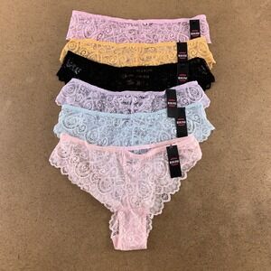 Alyce Intimates Women's Medium Colorful Stretch Lace Bikini Panties 6 Pack NWT